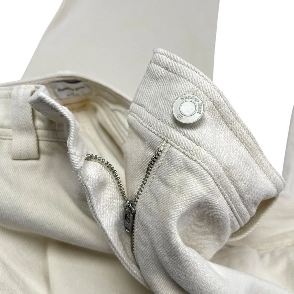 Sunday Best Aritzia Wide Leg Denim Jean‎ High Rise Cream Yellow Pants Size 4